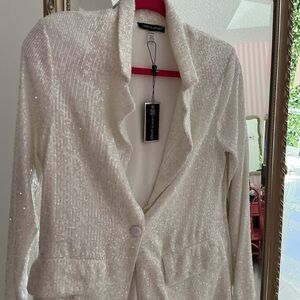 Cable & Gauge Women's White Sequin Blazer